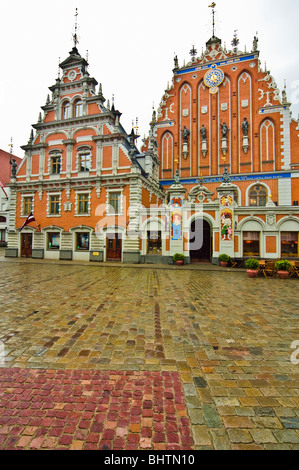 Melngalvju Nams (Schwarzhäupterhaus), Riga, Lettland. Der eigenartige Name bezieht sich auf eine mittelalterliche Händler Gilde Stockfoto