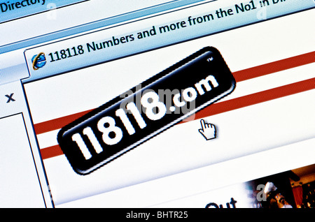Makro-Screenshot der Website 118 118 - der Online-Arm des britischen Verzeichnis Anfragen Anbieter. Nur zur redaktionellen Verwendung. Stockfoto