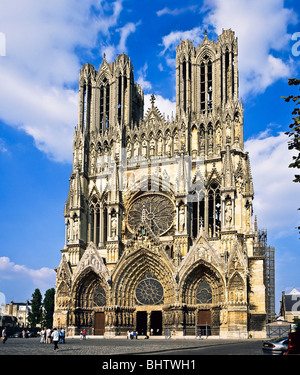 Gotische Kathedrale Notre-Dame aus dem 13. Jahrhundert, Reims, Marne, Champagner, Grand Est, Frankreich, Europa, Stockfoto