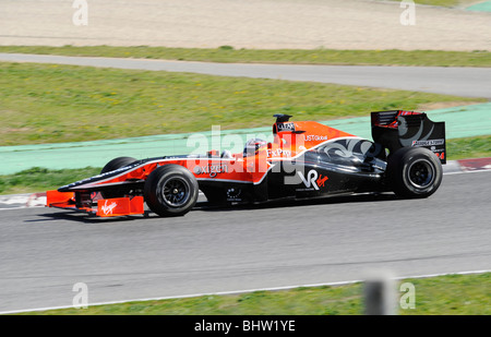 Timo Glock fahren für das Virgin Racing Team während des Tests auf dem Circuit de Catalunya, Barcelona, Spanien 2010 Stockfoto