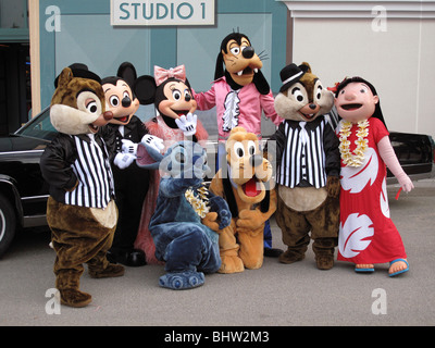 Mickey und Minnie, Chipand Dale, Stitche und Lilo, Goofy, Pluto, Walt Disney Studios im Disneyland Park in der Nähe von Paris, Frankreich Stockfoto