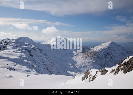 Eine Stac, Rois Bheinn & Sgurr Na Ba Glaise sind 3 Corbet von Lochailort in NW Highlands.From Druim Fiaclach Stockfoto