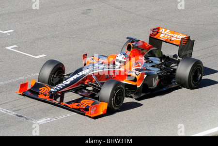 Timo Glock fahren für das Virgin Racing Team während des Tests auf dem Circuit de Catalunya, Barcelona, Spanien 2010 Stockfoto