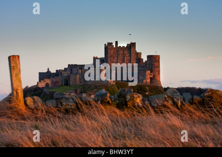 Bamburgh Castle in der Abendsonne Northumberland, England Stockfoto