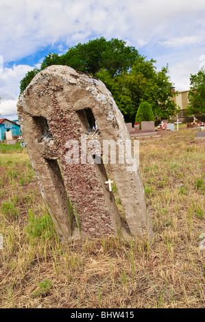 Grabstone Historic San Antonito Church & Cemetery, New Mexico. Stockfoto