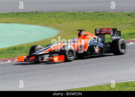 Timo Glock fahren für das Virgin Racing Team während des Tests auf dem Circuit de Catalunya, Barcelona, Spanien 2010 Stockfoto