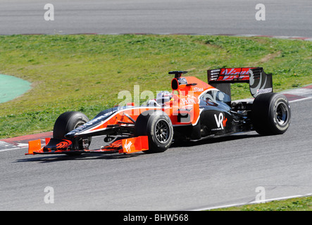 Timo Glock fahren für das Virgin Racing Team während des Tests auf dem Circuit de Catalunya, Barcelona, Spanien 2010 Stockfoto