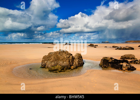 Strand von Gwithian; bei Ebbe; Cornwall Stockfoto