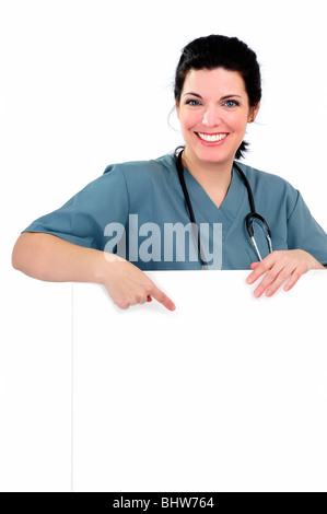 Weibliche Krankenschwester tragen grüne Scrubs Stockfoto