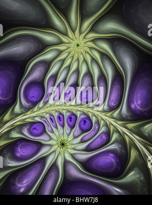 abstrakte Fraktal Hintergrund. Violett-grüne Farbpalette. Stockfoto