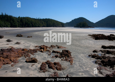 Eine verlassener Strand-Szene am St. Josef Bay Vancouver Island BC Kanada im Juli näherte sich durch Cape Scott Provincial Park Stockfoto