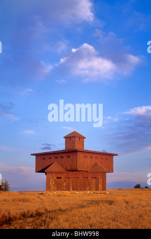 Blockhaus, eine Nachbildung des 1872 Infanterie Post, an Abraham Lincoln Staatspark, Mandan, North Dakota, USA Stockfoto