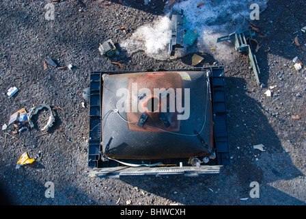 Gebrochen und ausrangierte TV Stockfoto