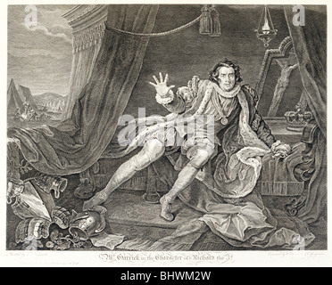 Der Schauspieler David Garrick in der Rolle des Richard III., 1746. Künstler: William Hogarth Stockfoto