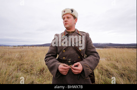 Historische Rekonstruktion der Kämpfe des großen Vaterländischen Krieges. Peshenga, Murmansk Region, Russland, Arktis. 15. Oktober 2009. Stockfoto