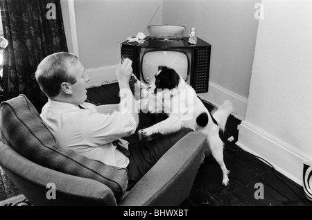 1966-World-Cup-Turnier in England. Gurken den Held-Hund, der den Jules-Rimet-Pokal gefunden, nachdem es zuvor gestohlen worden war die Stockfoto