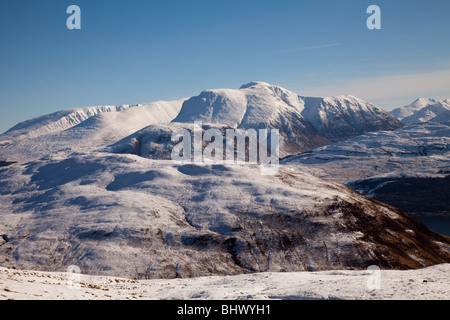 Ben Nevis, Aonach Mor, Aonach Beag und der Mamores aus Stob Coire a'Chearcaill Stockfoto