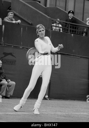 US-amerikanischer Tennisspieler Anne White in Aktion tragen ihren weißen hautengen Catsuit während ihrem Damen Einzel-Match gegen Pam Stockfoto