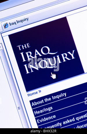 Screenshot der Irak Anfrage Website - die Untersuchung Großbritanniens Rolle in der Irak-Invasion 2003 untersuchen. Nur zur redaktionellen Verwendung. Stockfoto