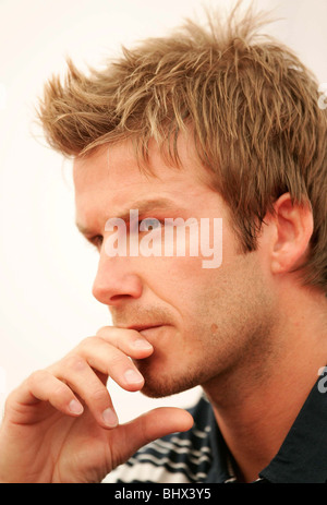 WM 2006: England Kapitän David Beckham bei Pressekonferenz in Baden Baden, Deutschland. Juni 2006 Stockfoto