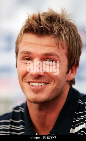 WM 2006: England Kapitän David Beckham bei Pressekonferenz in Baden Baden, Deutschland. Juni 2006 Stockfoto