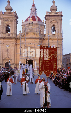 Karfreitag-Prunk in Xaghra in Gozo in Malta. Stockfoto