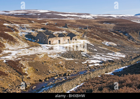 Die Ruinen der Kapitulation roch Mühle, Swaledale, Yorkshire Dales National Park. Teil der Überreste führen Bergbau Stockfoto