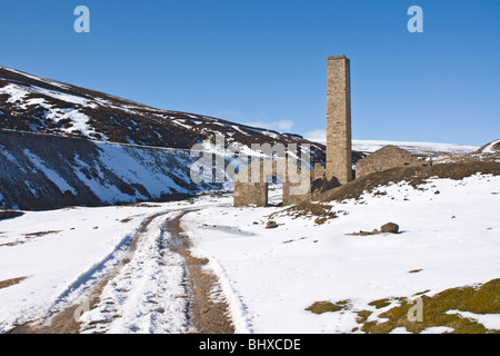 Die Ruinen des "Alten Bande" roch Mühle, Swaledale, Yorkshire Dales National Park. Überreste des Bergbaus führen. Stockfoto