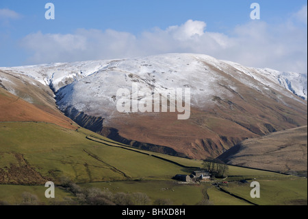 Niedrige Carlingill Farm und Howgill Fells, Cumbria, England, Vereinigtes Königreich, Europa. Stockfoto