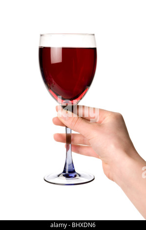 Hand und Wein Glas Stockfoto