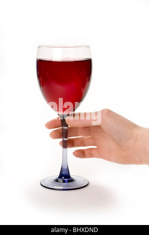 Hand und Wein Glas Stockfoto