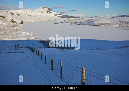 Schnee bedeckt, Loch Fada und Storr, Isle Of Skye, Schottland Stockfoto