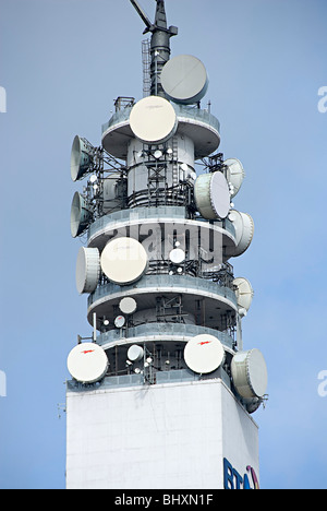 BT Tower Birmingham mit Satelliten-Schüssel und Tele-Kommunikation Stockfoto