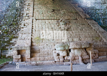 Escalinata Jeroglifica, hieroglyphische Treppe Copan Ruinas, Honduras Stockfoto