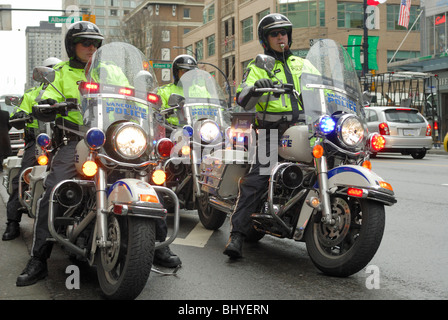 Vancouver Polizei Motorrad Gruppe, Downtown Vancouver. Stockfoto