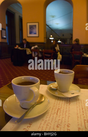 Becher heiße Schokolade Cafe Louvre Prag Tschechien Mitteleuropas Stockfoto