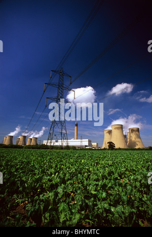 Dampfwolken steigen von Drax Kohle betriebene Kraftwerk Drax Yorkshire uk Stockfoto