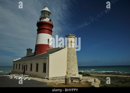 Struisbaai, Western Cape, Südafrika, Leuchtturm am Cape Agulhas, südlichsten Punkt des afrikanischen Kontinents, Overberg Stockfoto