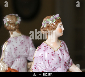 Antike BRITISCHE PORZELLAN FIGUR EINER DAME EINER DER MUSEN aus der griechischen Mythologie Stockfoto