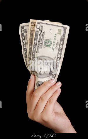 Eine Hand Holding Geld Stockfoto
