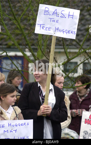 Bypass Demonstranten wollen ihre Straße gebaut um Stoke Hammond, Bucks UK 02.01.2005 Stockfoto