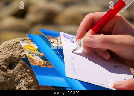 Ansichtskarte Schreiben - schreiben eine Ansichtskarte 04 Stockfoto