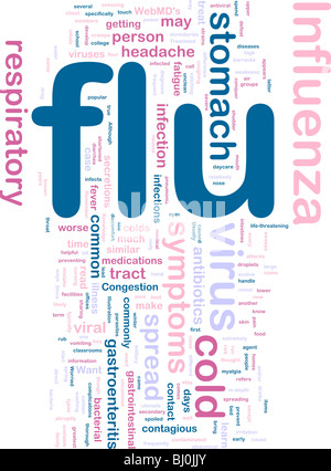 Word Cloud Konzept Abbildung der Grippe influenza Stockfoto