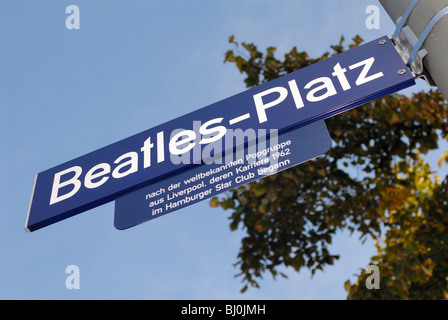 Straßenschild an der Beatles-Platz in St. Pauli, Hamburg, Deutschland, Europa Stockfoto