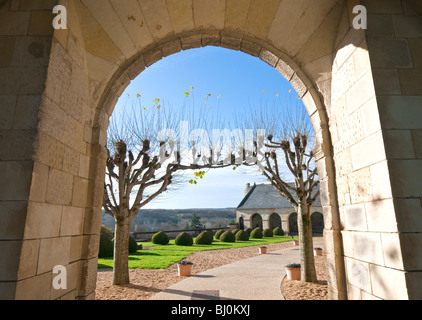 Inneren Schlosshof, Le Grand-Pressigny, Sud-Touraine, Frankreich. Stockfoto