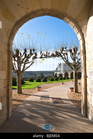 Inneren Schlosshof, Le Grand-Pressigny, Sud-Touraine, Frankreich. Stockfoto