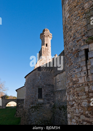 16. Jahrhundert achteckige Steinturm, Chateau Le Grand-Pressigny, Sud-Touraine, Frankreich. Stockfoto