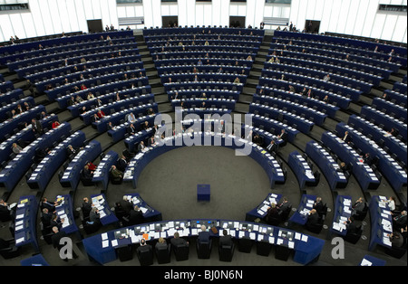 Mitglieder des Parlaments im Plenarsaal des Europäischen Parlaments, Straßburg, Frankreich Stockfoto