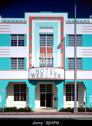 Das Hotel Webster Art Deco Architektur Stilgebäude im revitalisierten South Beach, Miami, Florida, USA Stockfoto