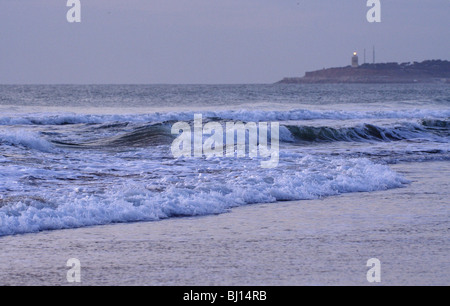 Küste des Meeres in den Abend, Conil De La Frontera, Spanien Stockfoto